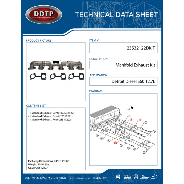 Manifold Exhaust Kit Detroit Diesel S60 12.7L