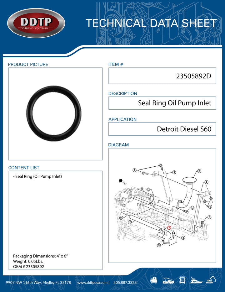 Seal Ring Oil Pump Inlet S60 (23505892)