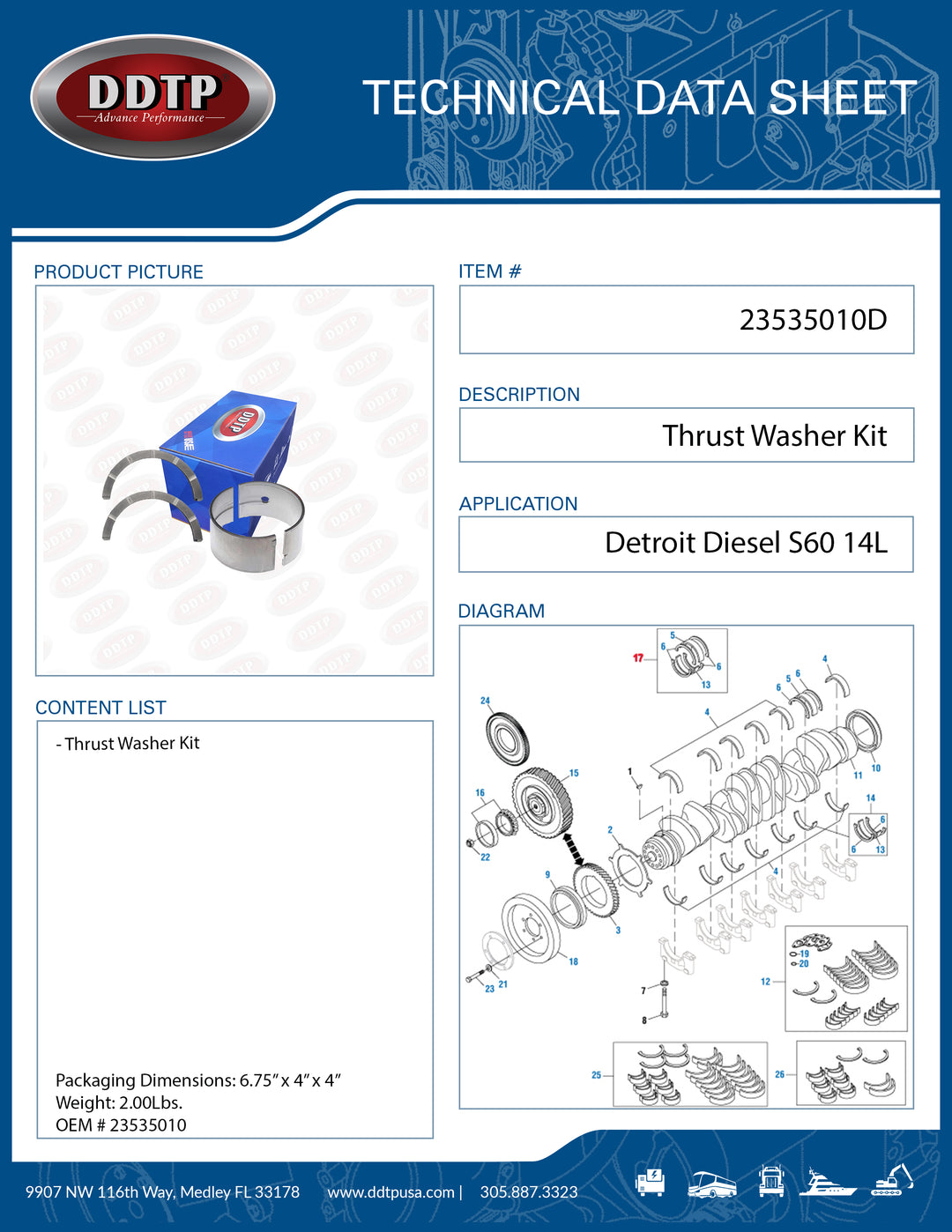 Thrust Washer Kit S60 14L ( 23535010 )