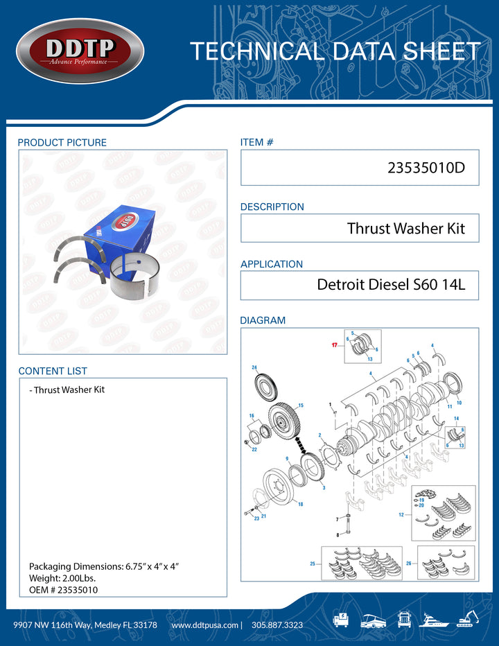 Thrust Washer Kit S60 14L ( 23535010 )