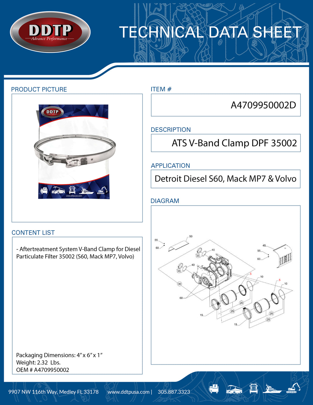 Aftertreatment System V-Band Clamp for DPF 35002