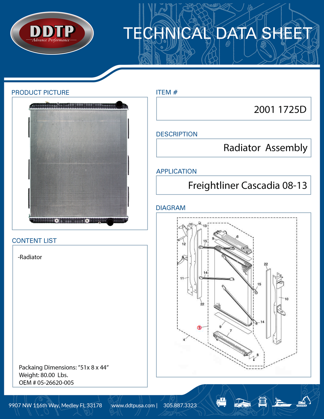 Radiator Cascadia 08-13 (ISX)( MOD 3S0581790002 )