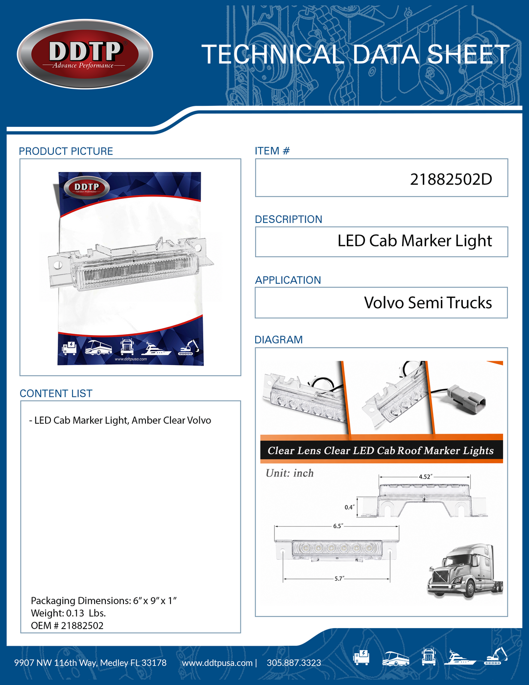 Luz LED de posición de cabina (Volvo)