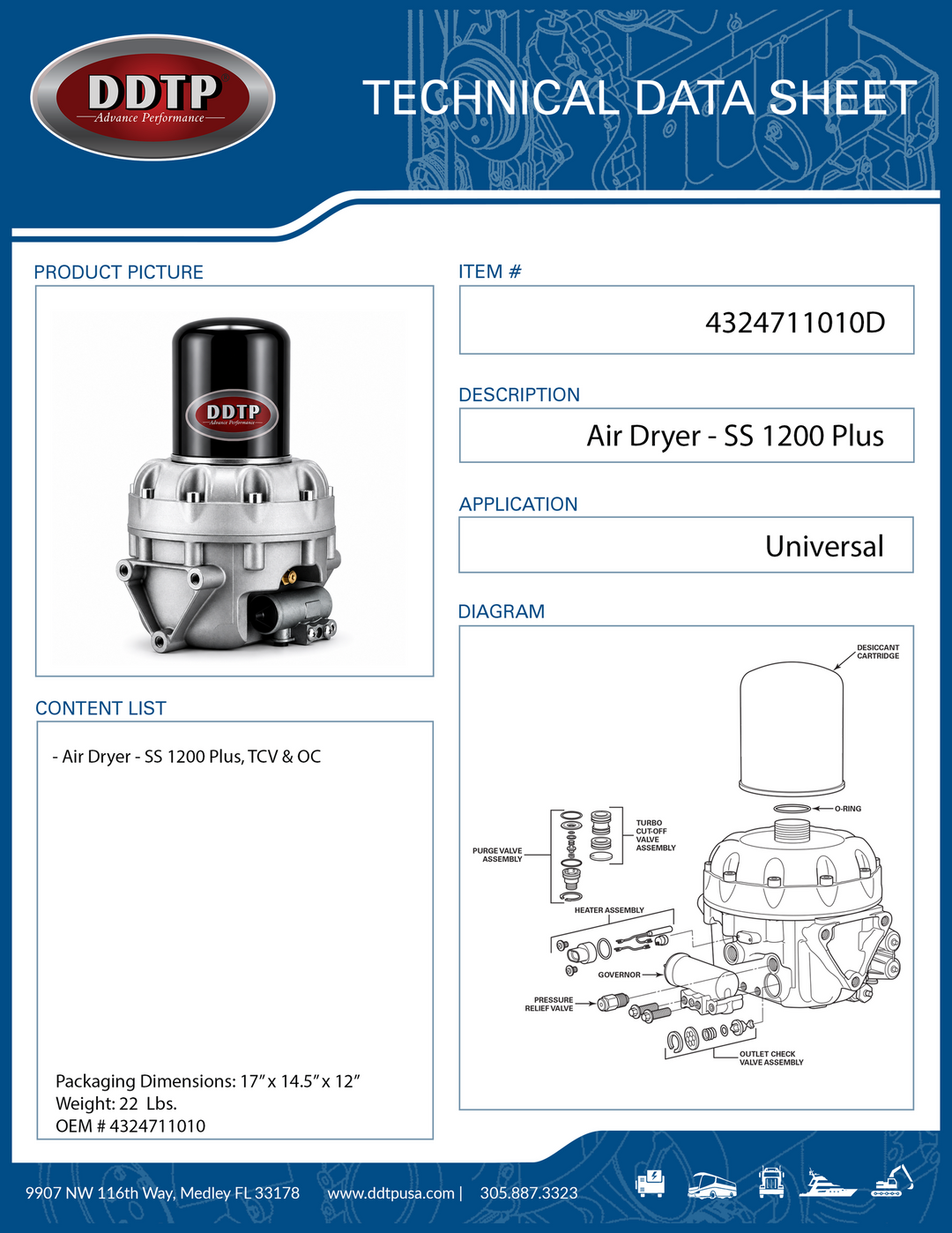Air Brake Dryer - SS1200 Plus Turbo Cut-Off Valve, Coalescing