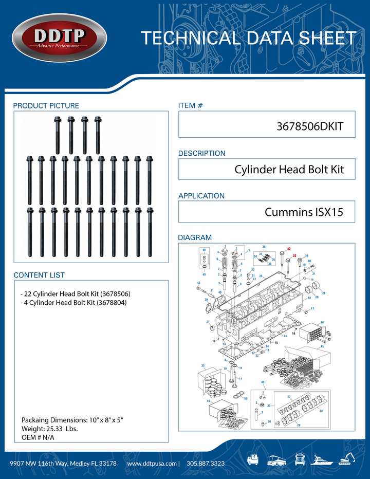 Cylinder Head Bolt Kit Cummins ISX15