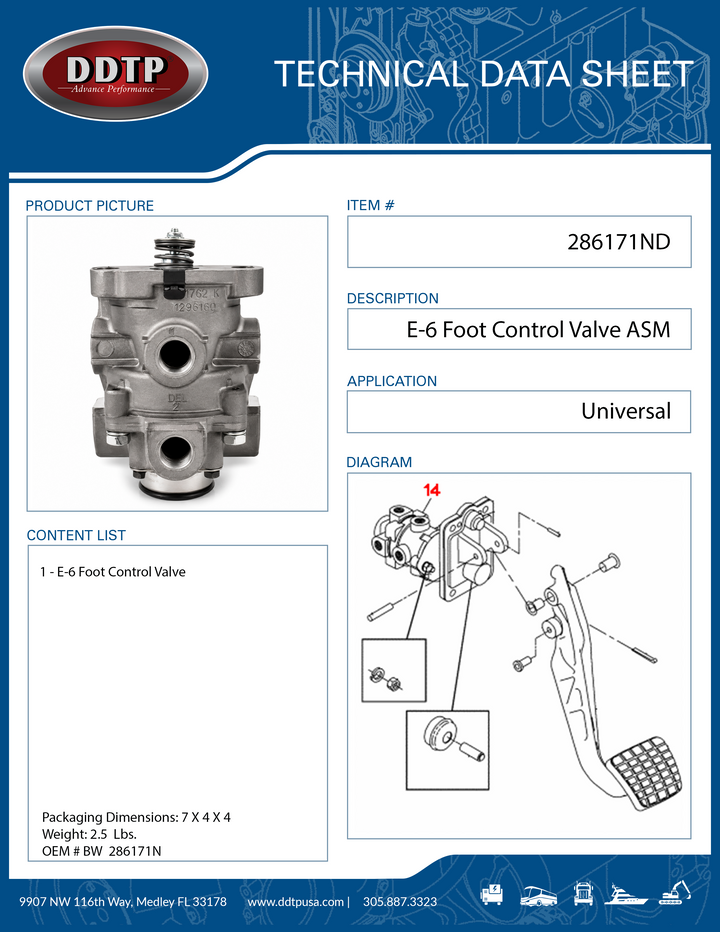 E-6 Brake Foot Control Valve
