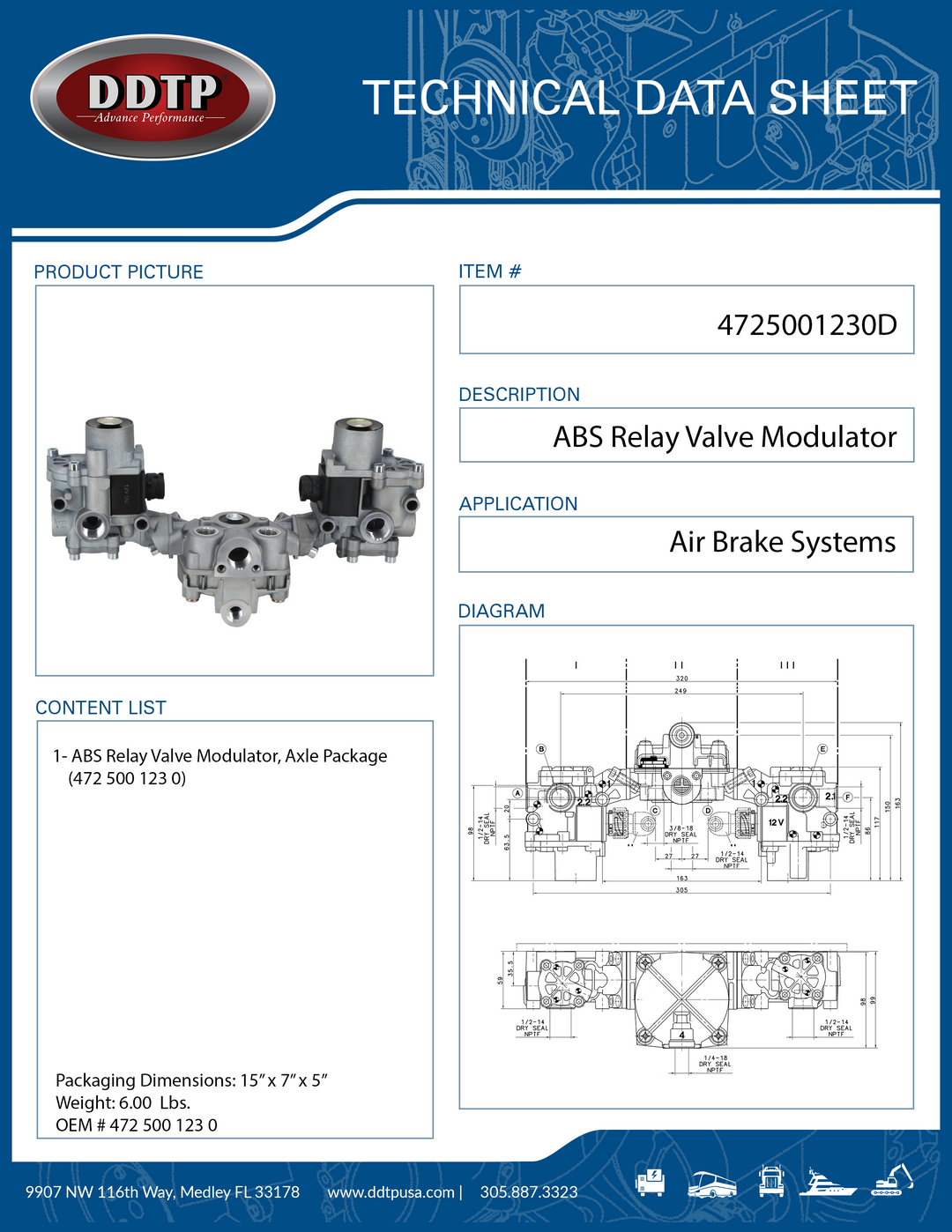 ABS Relay Valve Modulator, Axle Package (472 500 123 0)