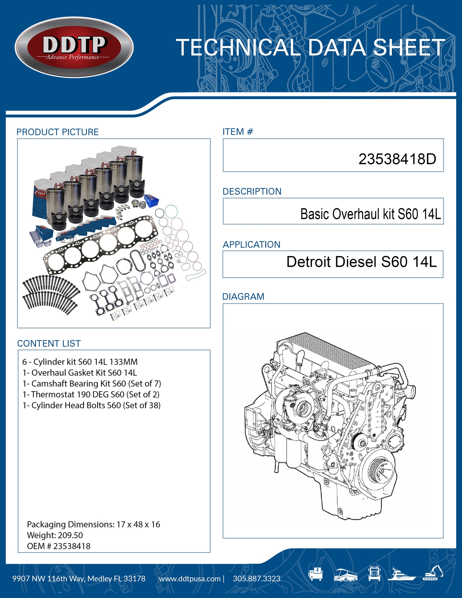 DDTP Basic Overhaul Kit S60 14L ( 23538418 )