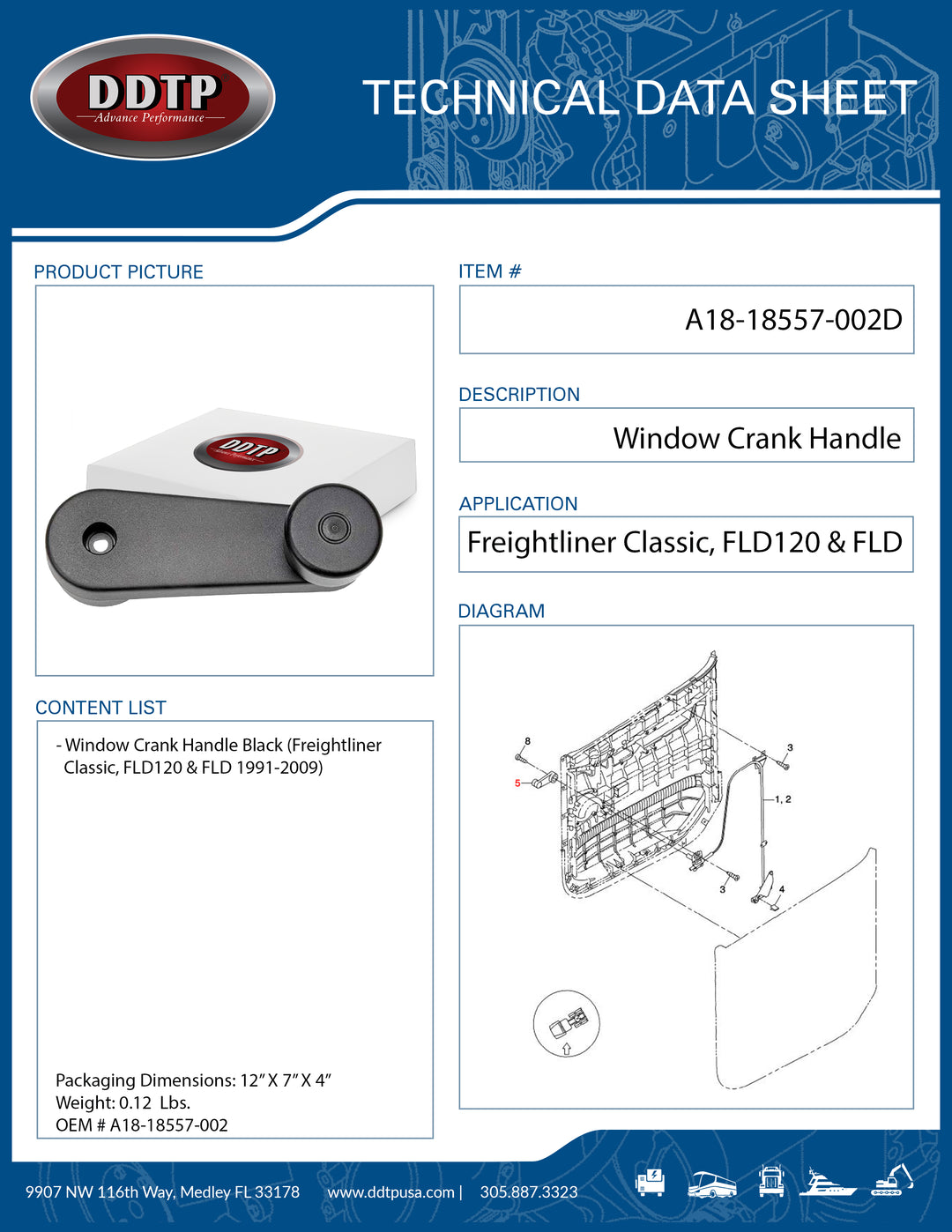 Black Window Crank Handle (Freightliner)