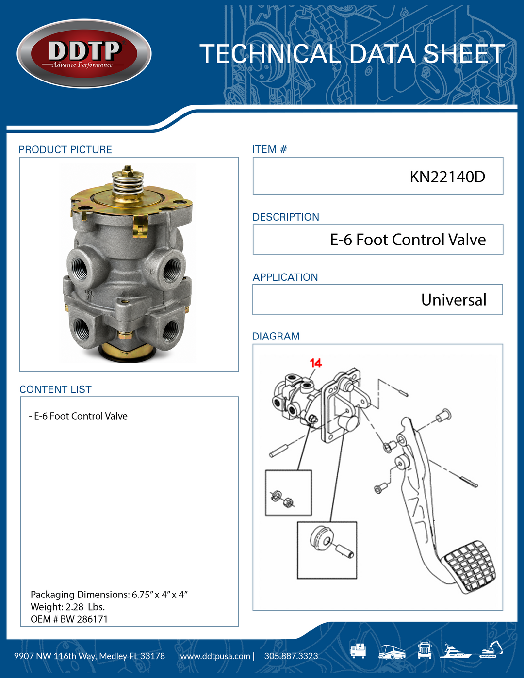 E-6 Brake Foot Control Valve