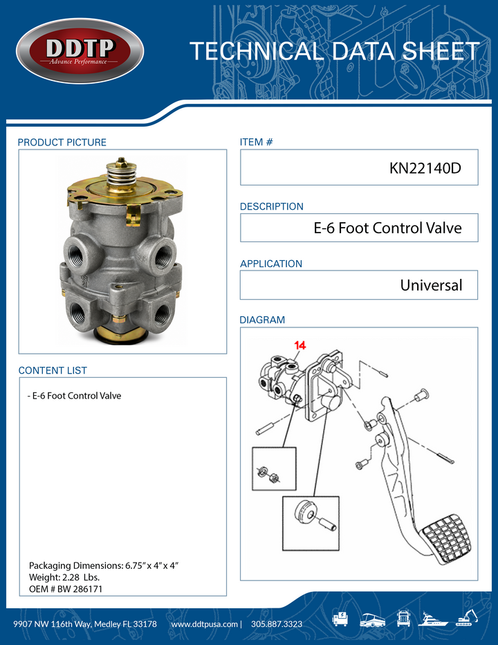 E-6 Brake Foot Control Valve