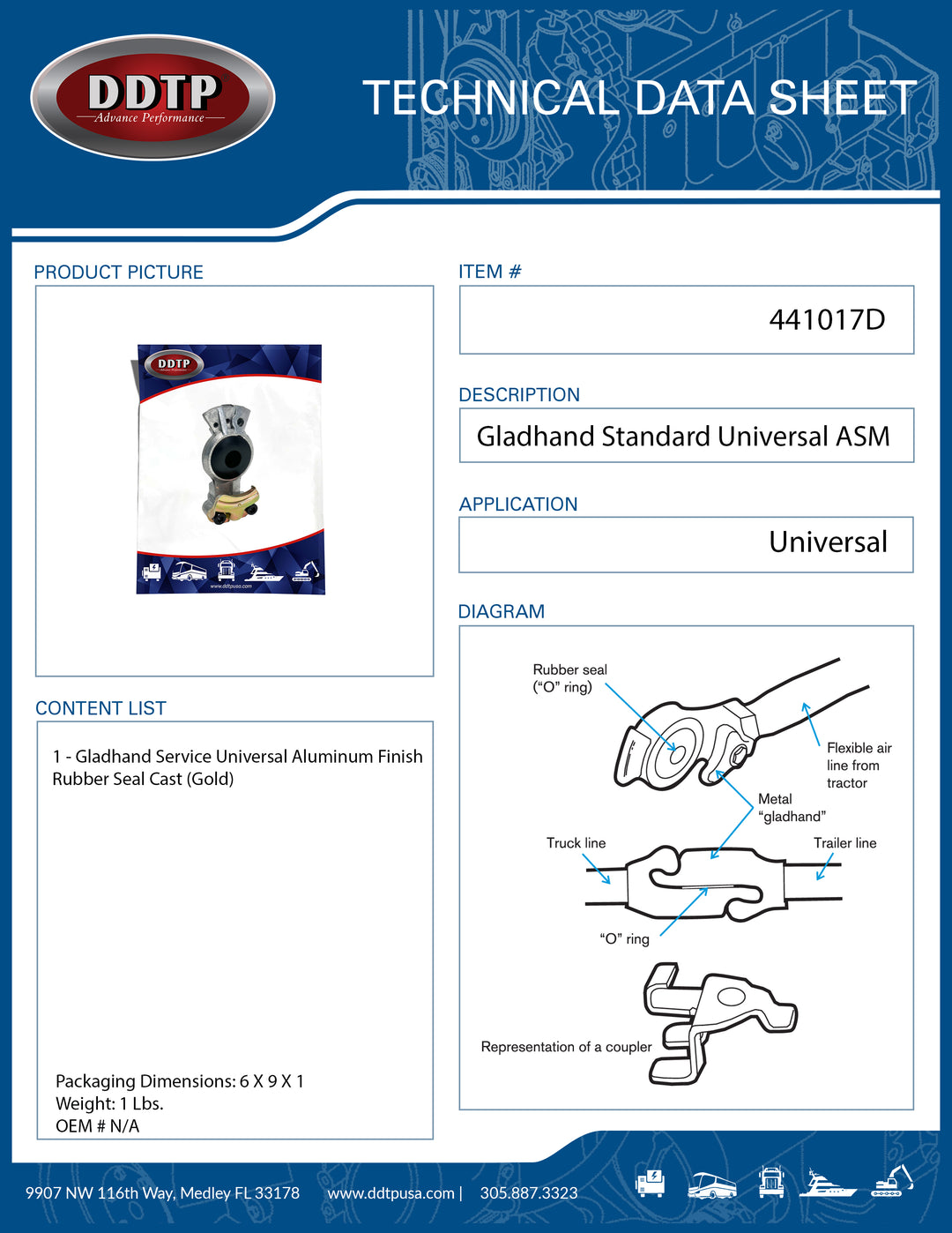 Glandhand Standard Universal Aluminum Finish Rubber Seal Cast Gold ( 441017D )