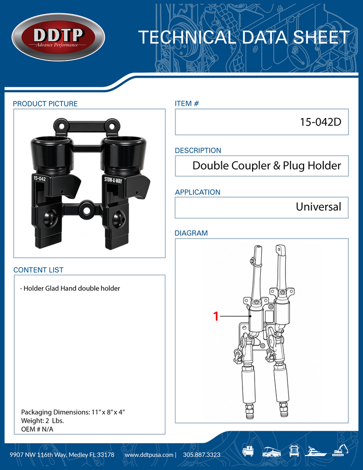 Portapuntas doble Glad Hand con doble acoplamiento y portaenchufe (15-042D)