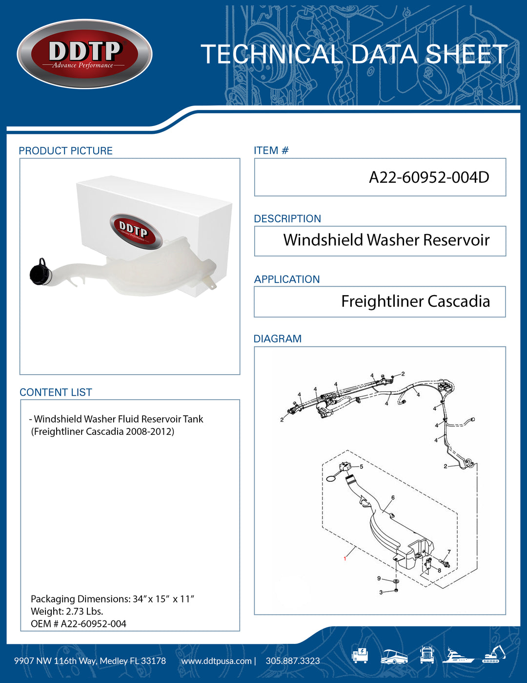 Windshield Washer Fluid Reservoir (Cascadia 08-12)