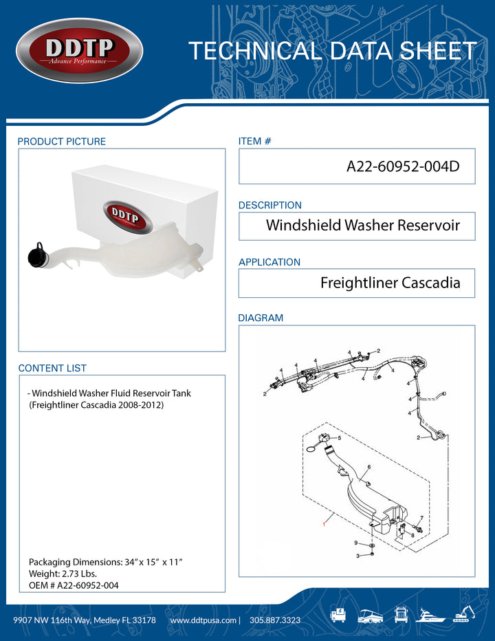 Windshield Washer Fluid Reservoir (Cascadia 08-12)