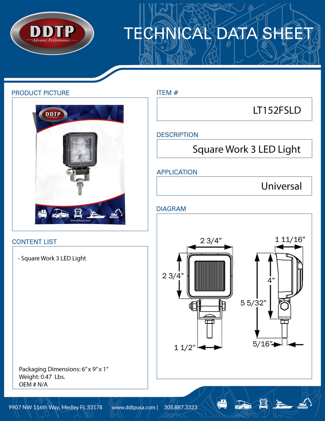 Luz LED Square Work 3