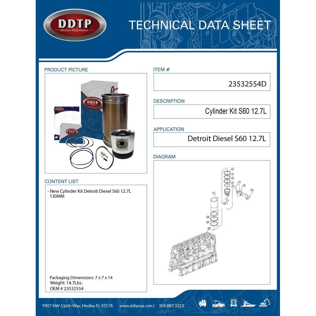 23536685 New Cylinder Kit Detroit Diesel S60 12.7L (23532554) – DDTP STORE ONLINE
