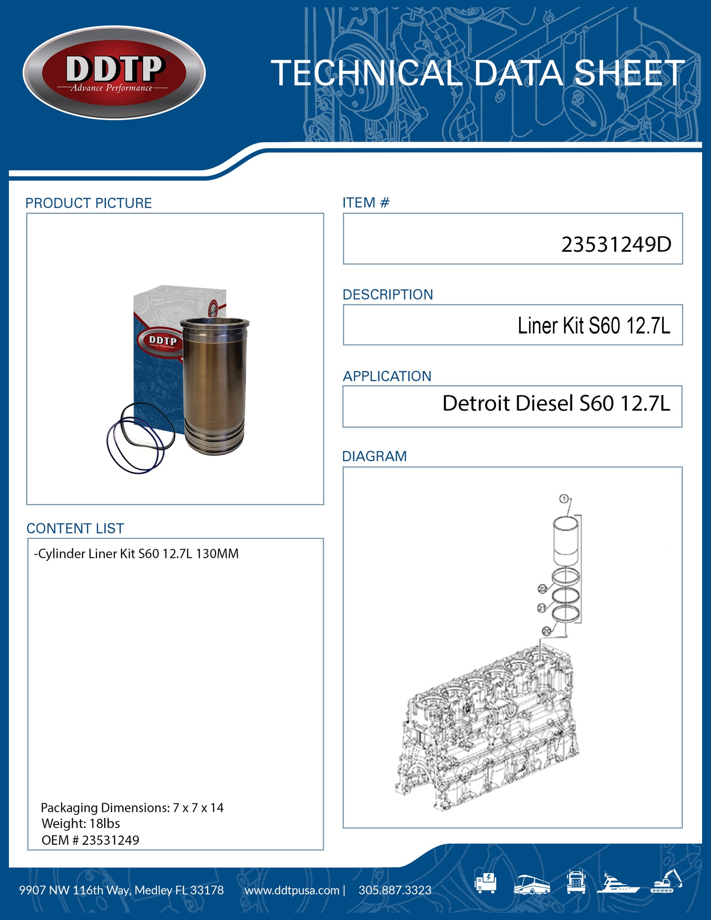 Liner Kit S60 12.7L