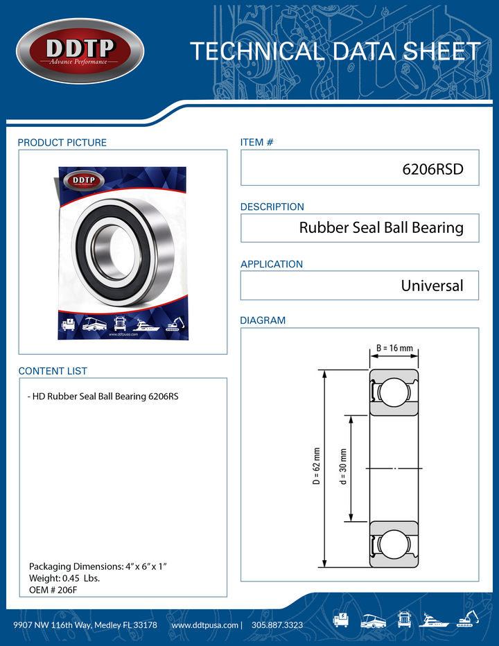 Heavy Duty Rubber Seal Ball Bearing