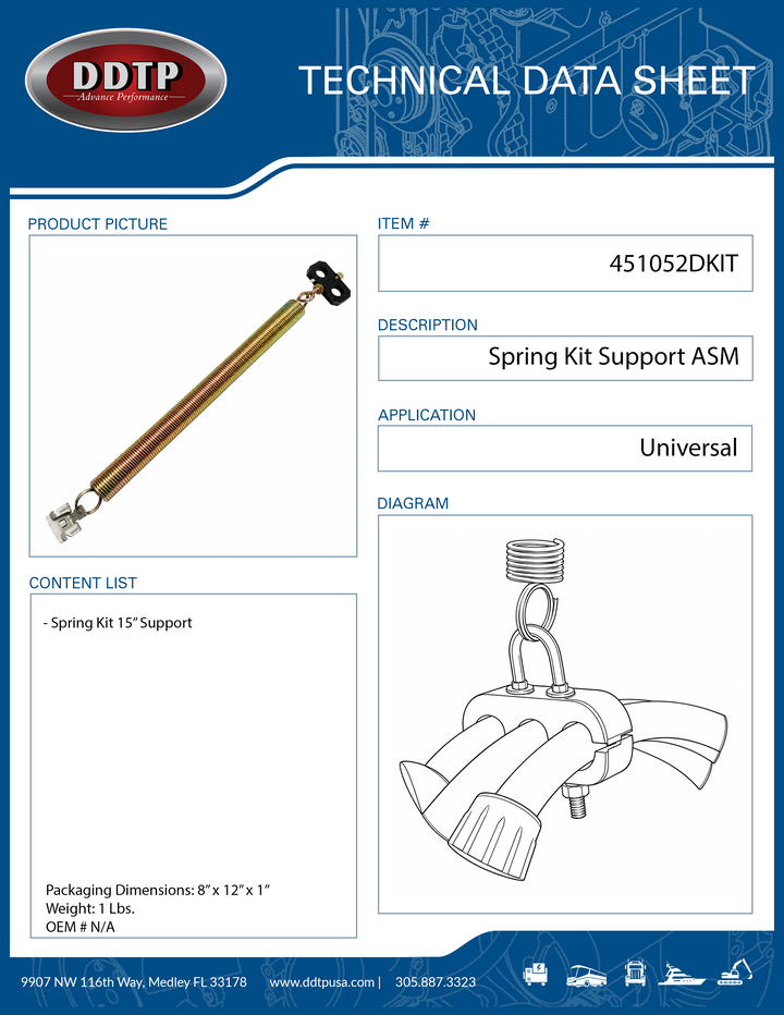 Kit de resorte de soporte de 15" (451052DKIT)