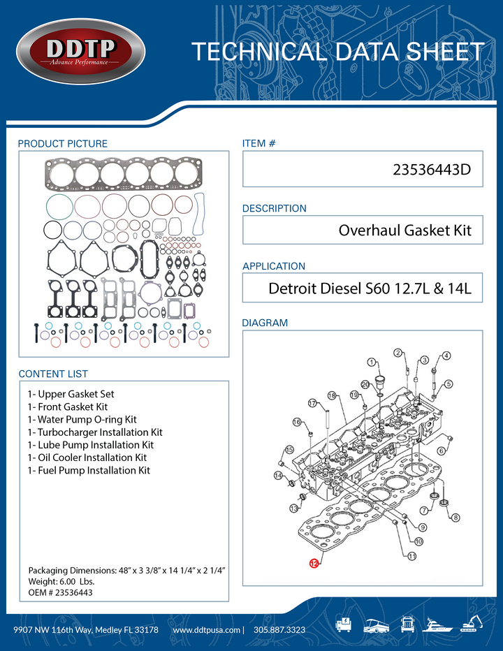 Engine Complete Overhaul Gasket Set Detroit Diesel Series 60 12.7L & 14L EGR