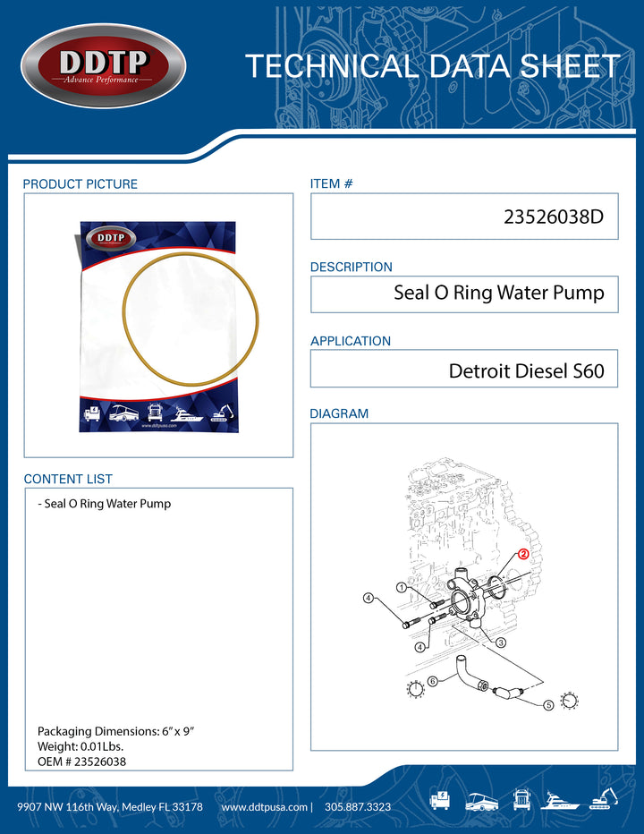 Seal O Ring Water Pump S60