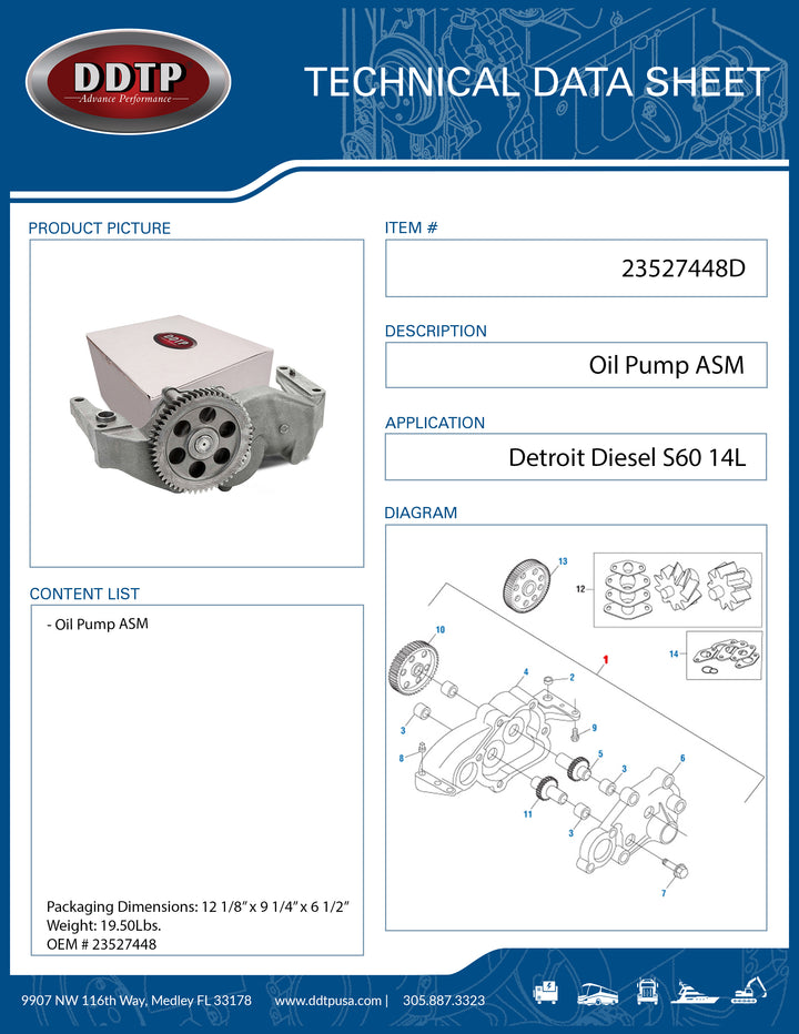 Oil Pump ASM S60 14L (23527448)