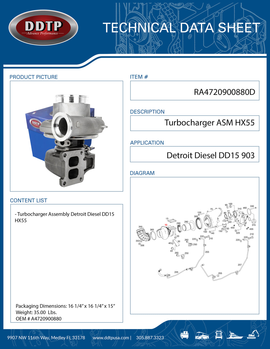 Turbocharger ASM HX55 DD15 903 (EA4720960799, 3768075)