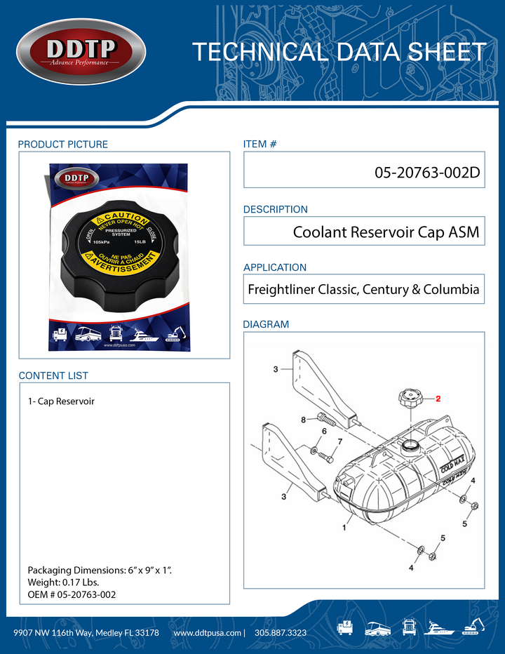 Coolant Reservoir Cap Freightliner Classic, Century & Columbia