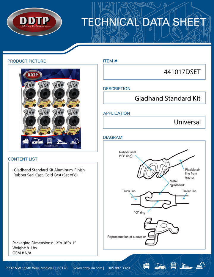Glandhand Standard Universal Aluminum Finish Rubber Seal Cast Gold Set of 8