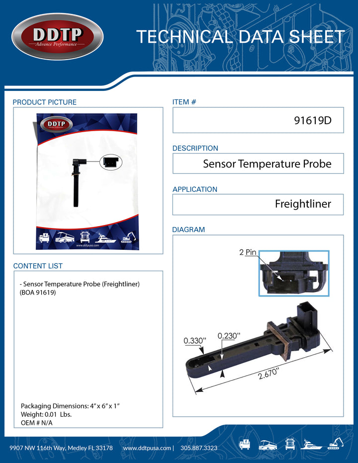 Sensor Temperature Probe (Freightliner)(BOA 91619)