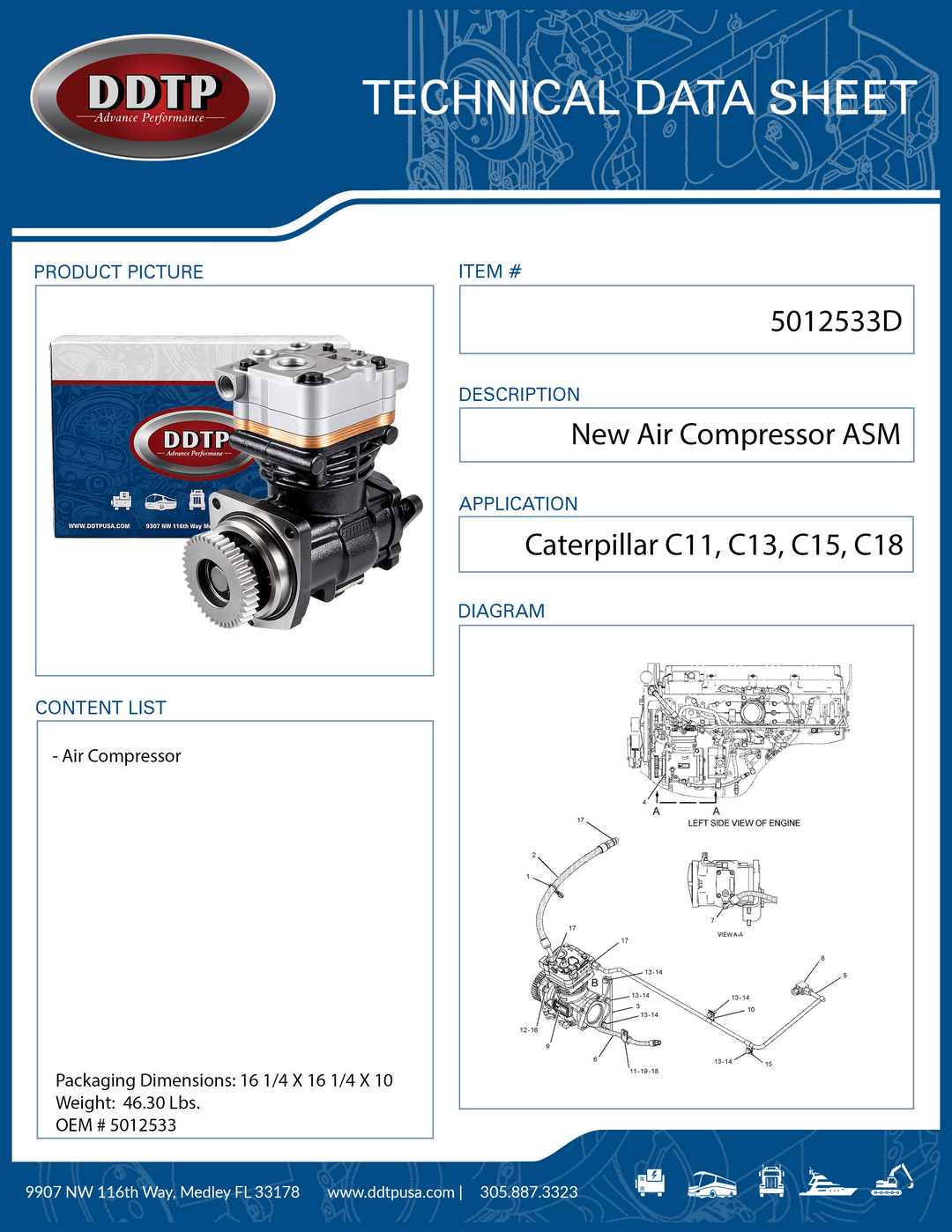 New Air Compressor, Caterpillar C11, C13, C15, C18