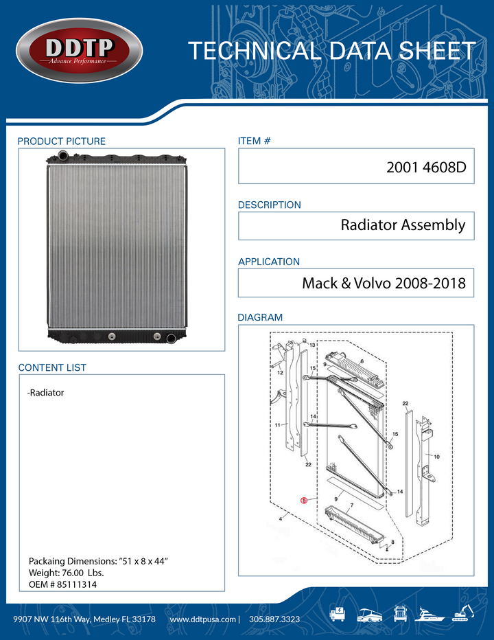 Radiator Mack & Volvo 2008-2018
