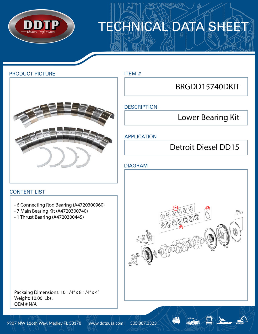 Kit de cojinetes bajos STD DD15 (A4720300740)