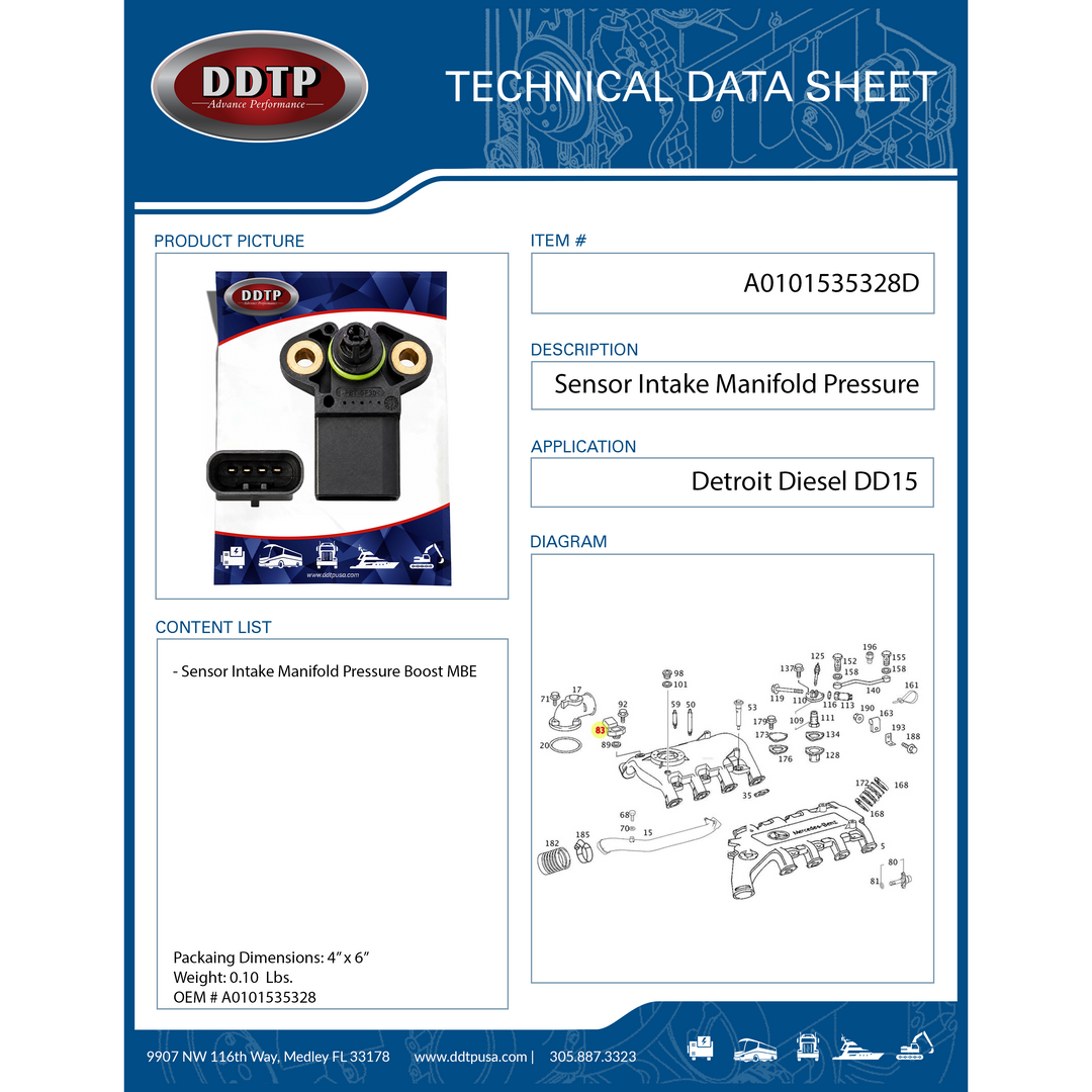 Sensor de presión del colector de admisión MBE (A0101535328)