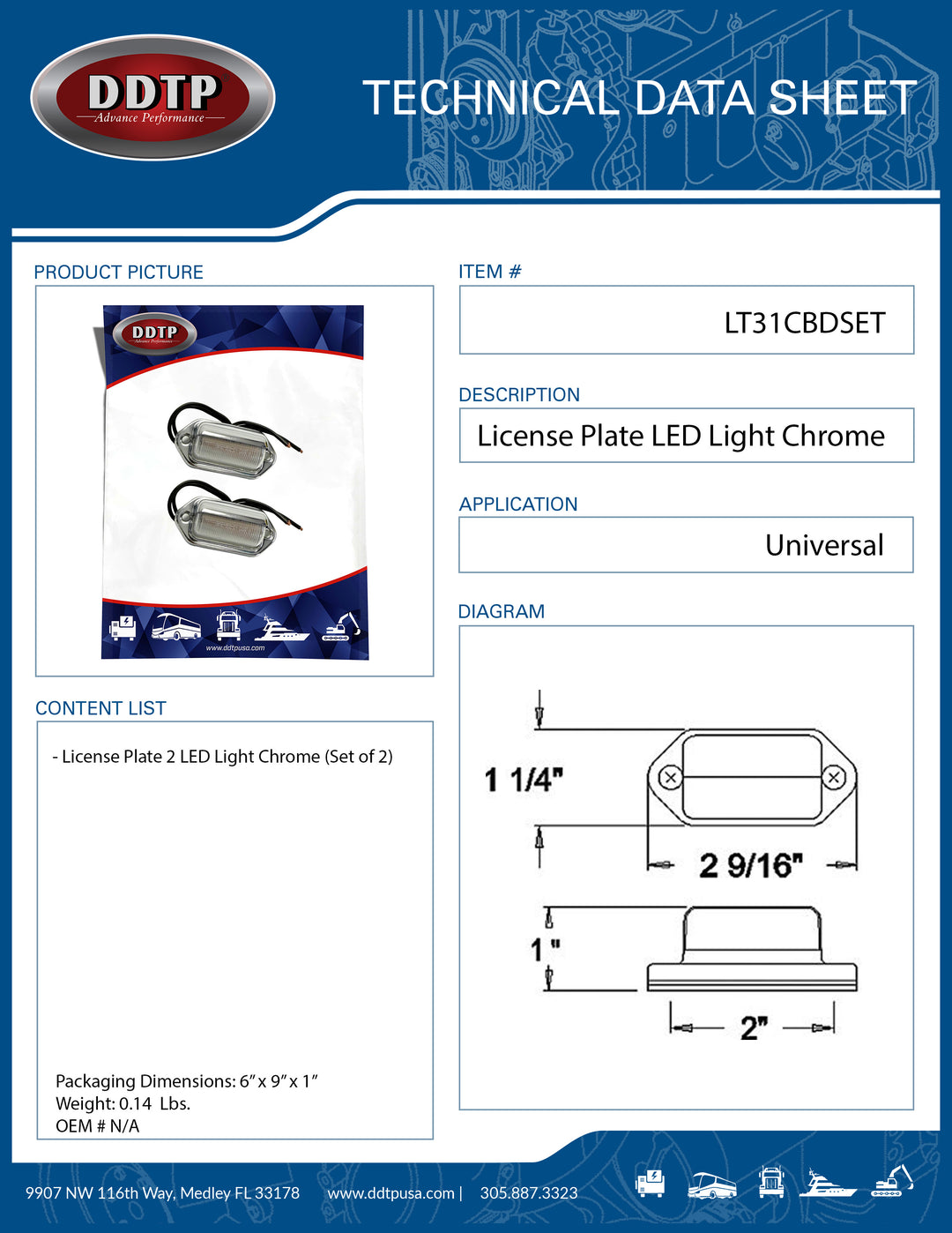 Luz de matrícula (2 LED, cromada) (juego de 2)