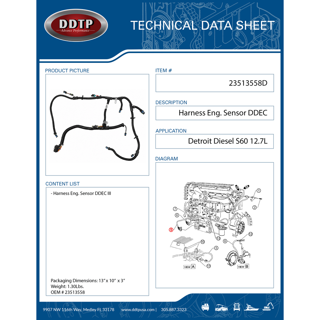 Arneses Ing. Sensor DDEC III S60 12.7L ( 23513558 )