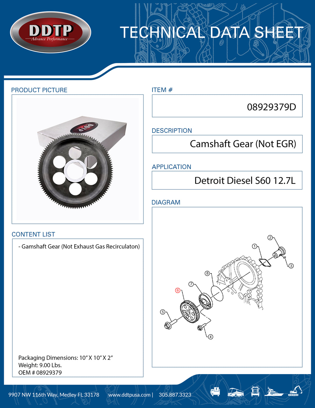 Camshaft Gear S60 12.7L not EGR (08929379)