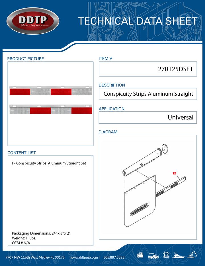 Tiras de visibilidad de aluminio rectas (juego de 2)