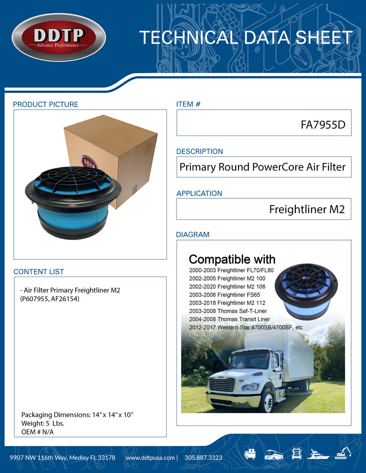 Primary Round Air Filter (Freightliner M2) (P607955)