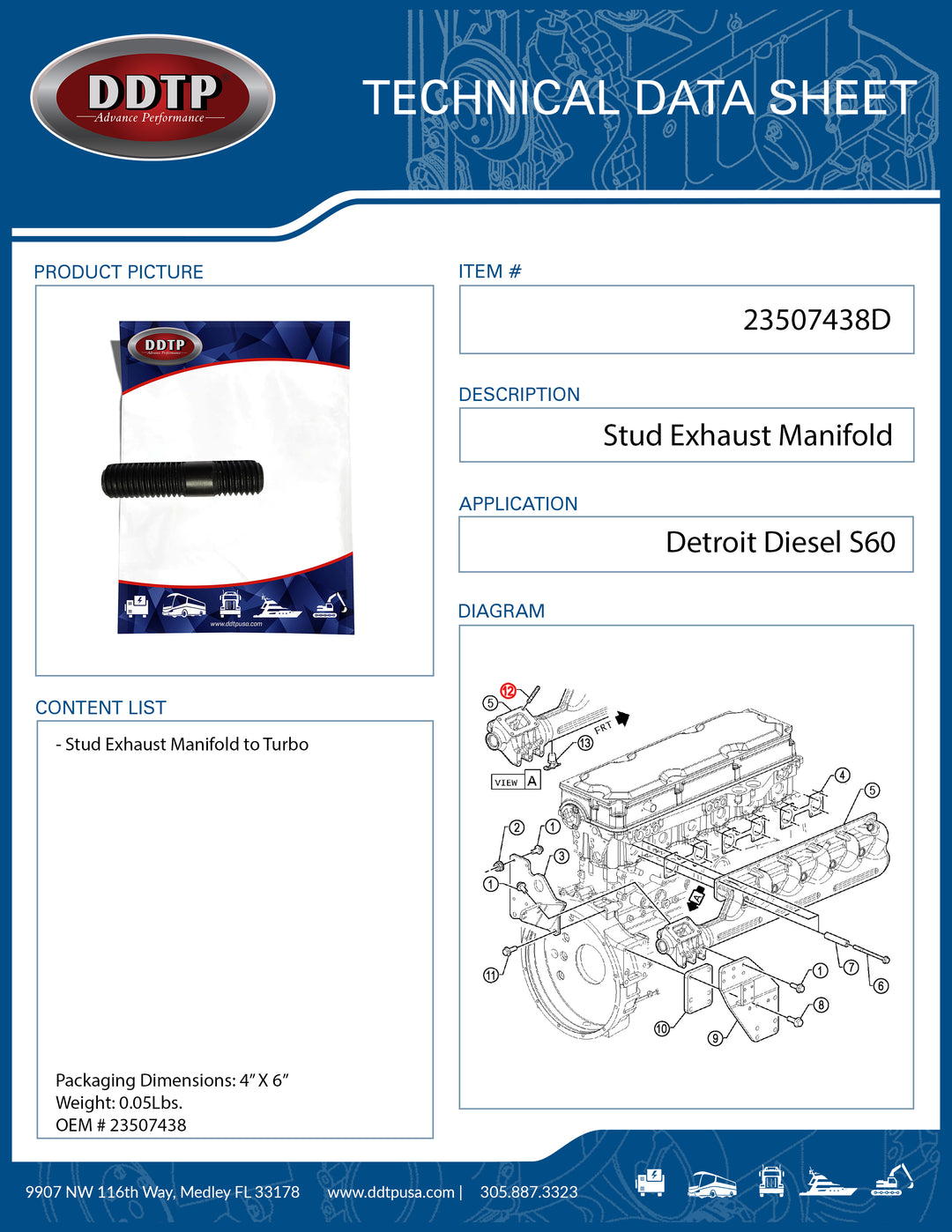 Stud Exhaust Manifold to Turbo S60