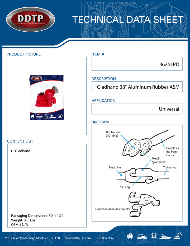 Gladhand 38° Emergency Powder-Coated Aluminum Rubber Red ( 36261 )