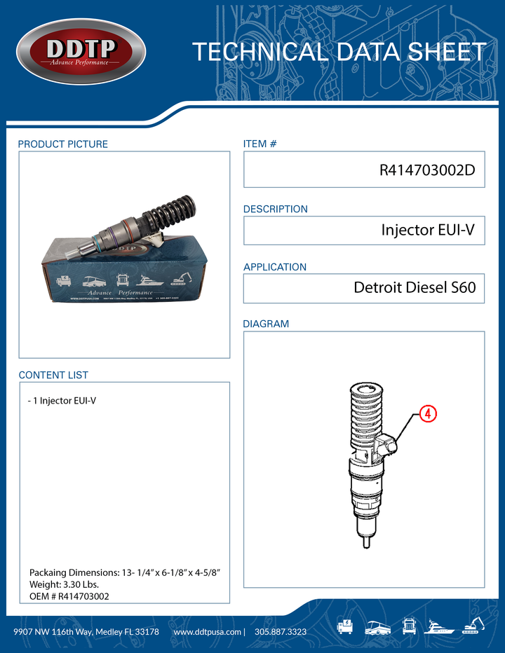 Remanufactured  Injector ASM S60 EUI-V (R414703002)