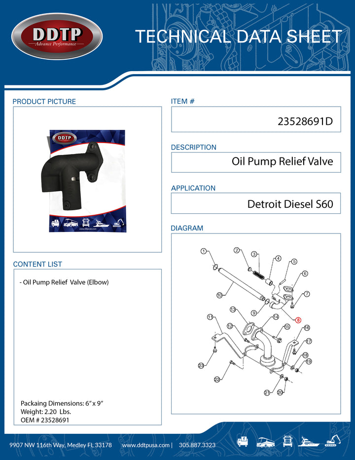 Oil Pump Relief Valve (Elbow ASM) S60 (23528691)