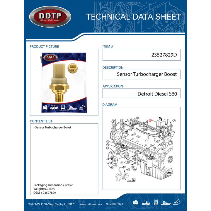 Sensor de sobrealimentación del turbocompresor S60 (23527829)