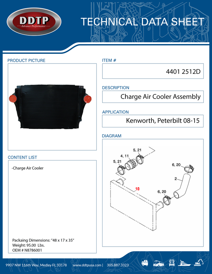 Charge Air Cooler Kenworth, Peterbilt 08-15 ( N8786001 )
