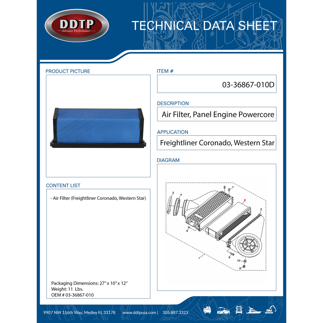 Air Filter, Panel Engine Powercore