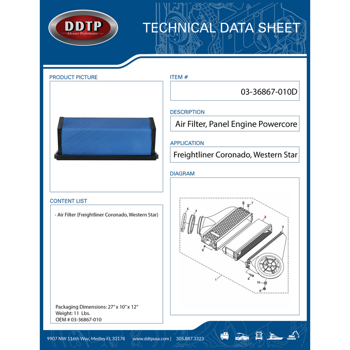 Air Filter, Panel Engine Powercore