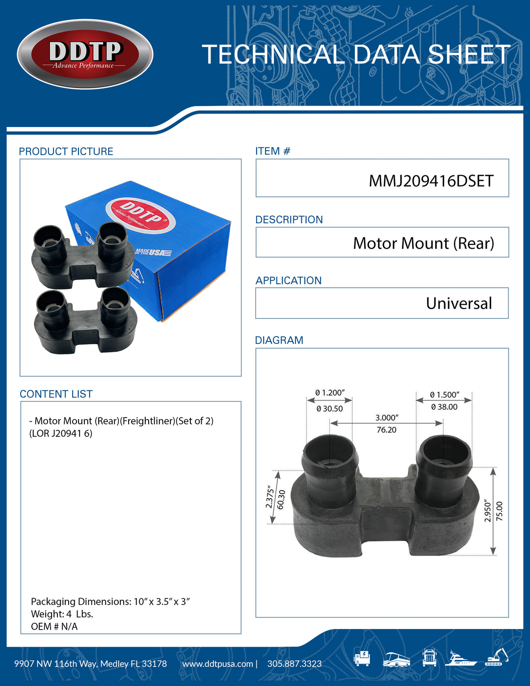Soporte de motor (trasero) (juego de 2)