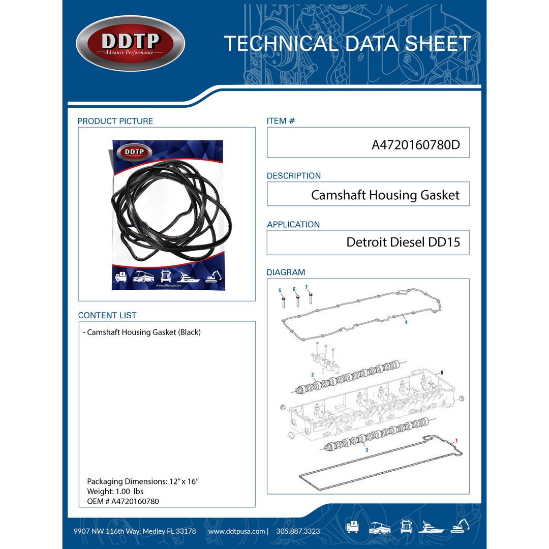 Camshaft Housing Gasket Detroit Diesel DD15